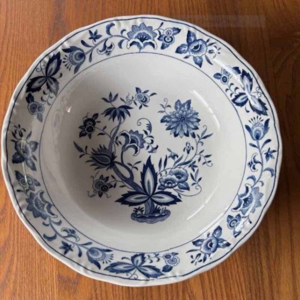 Nikko Ironstone 9" Blue Bonnet Pattern Serving Bowl 1960s Harmony House China